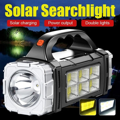 Powerful LED Flashlight USB and Solar Rechargeable Outdoor Camping Torch