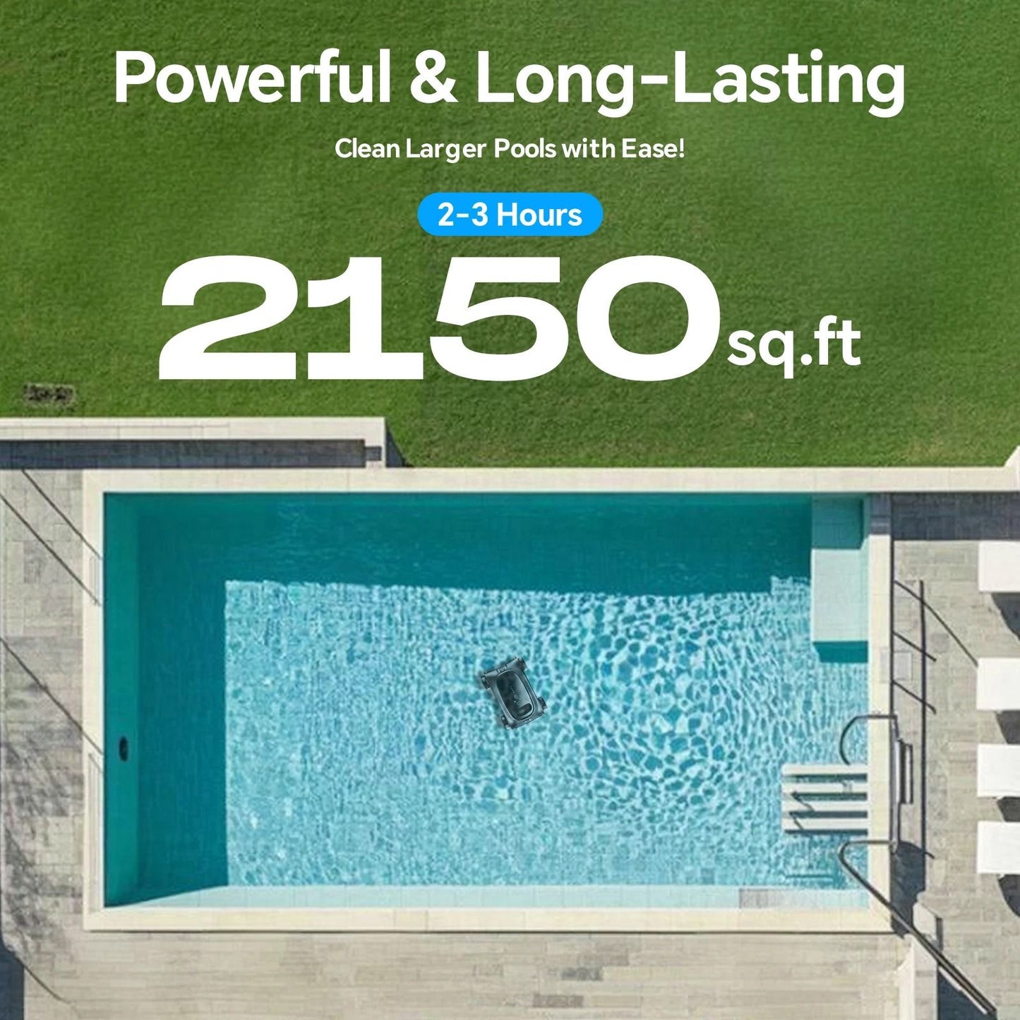 Seauto SAT 10 Robotic Pool Cleaner Cordless Vacuum With 180 Minute Runtime For Pools Up To 2000 Sq  2