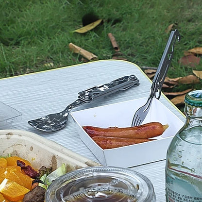 Portable Camping Cutlery Set Foldable Knife Fork Spoon With Bottle Opener 1