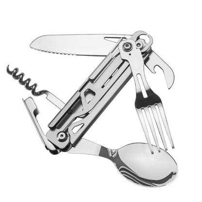 Portable Camping Cutlery Set Foldable Knife Fork Spoon With Bottle Opener 6