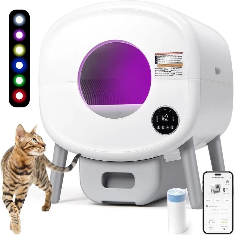 Extra Large Automatic Self Cleaning Cat Litter Box with App Control and Odor Free Design