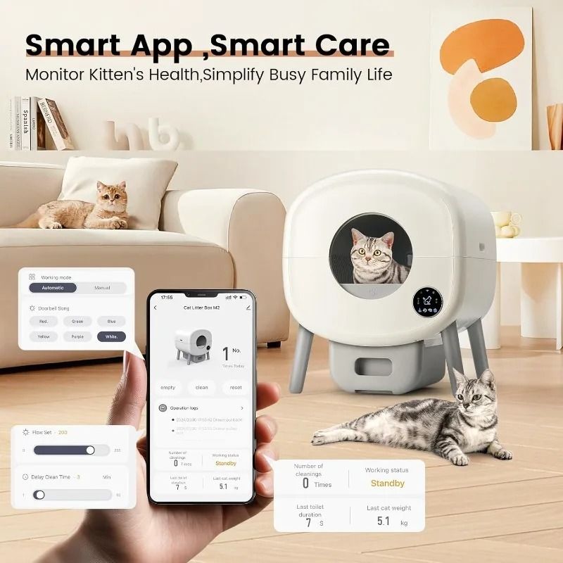 Extra Large Automatic Self Cleaning Cat Litter Box With App Control And Odor Free Design 6