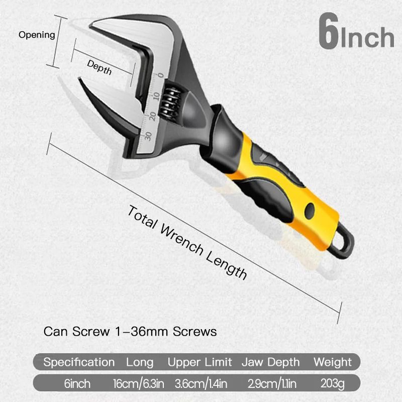 Adjustable Wrench Stainless Steel Universal Spanner For Plumbing And Household Repair 7