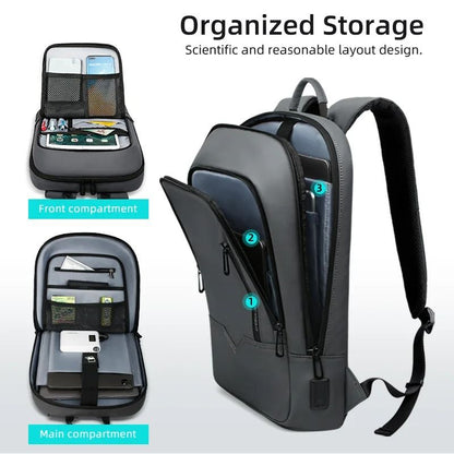 Slim Waterproof Laptop Backpack For Men With USB Port Business Travel Bag 4