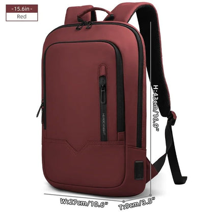 Slim Waterproof Laptop Backpack For Men With USB Port Business Travel Bag 14