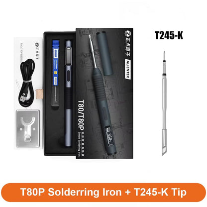 ALIENTEK T80 Smart Soldering Iron  65W PD QC Adjustable Temperature Portable Electric Welding Tool 12