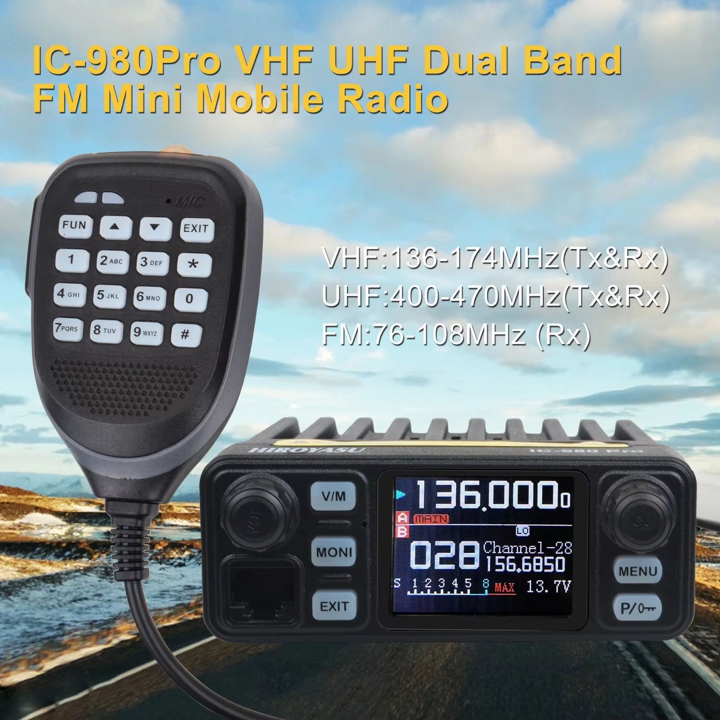 HIROYASU IC980 Pro Dual Band Mobile Radio  25W UHFVHF Walkie Talkie With AI Noise Reduction 5