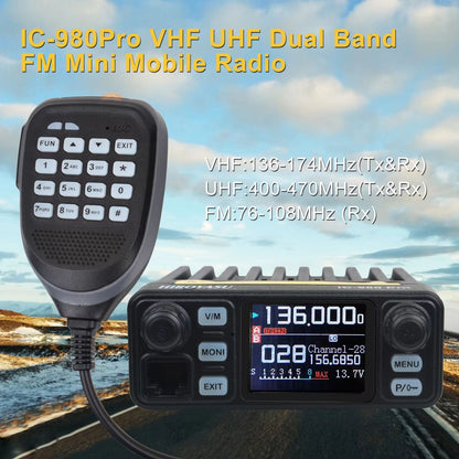 HIROYASU IC980 Pro Dual Band Mobile Radio  25W UHFVHF Walkie Talkie With AI Noise Reduction 5