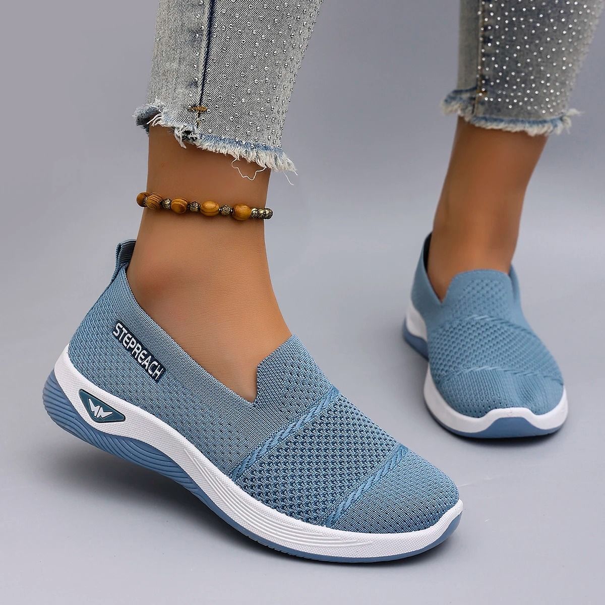Womens Breathable Mesh Flat Slip On Casual Sneakers 4