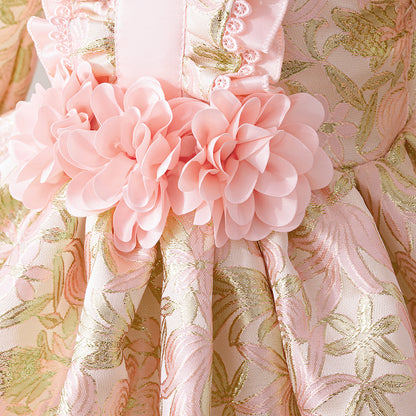 Pink Floral Lolita Party Dress for Toddler Girls, Fancy Birthday Gown Kids, Baby Carnival Pageant Costume Fashion Dress