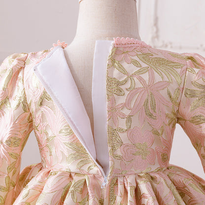 Pink Floral Lolita Party Dress for Toddler Girls, Fancy Birthday Gown Kids, Baby Carnival Pageant Costume Fashion Dress