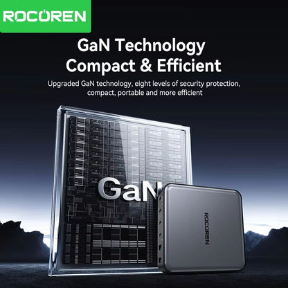 Rocoren 200W GaN Fast Charger  6Port USBC Desktop Charging Station For Laptops Phones  Tablets 5