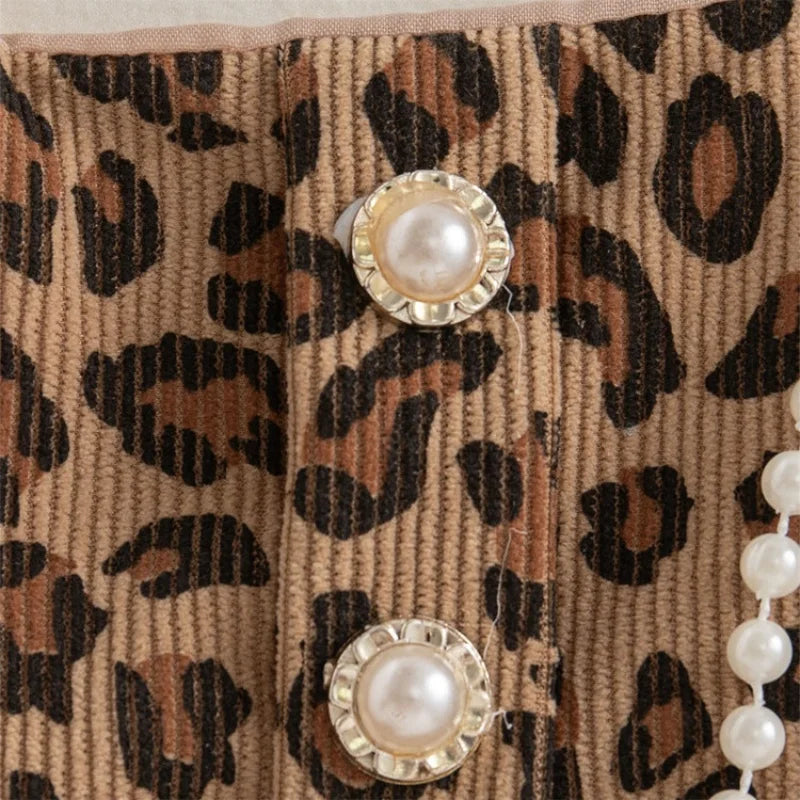 Autumn Spring Newborn Baby Girl Leopard Print Pretend Two Piece Princess Dress Long Sleeve with Ruffles
