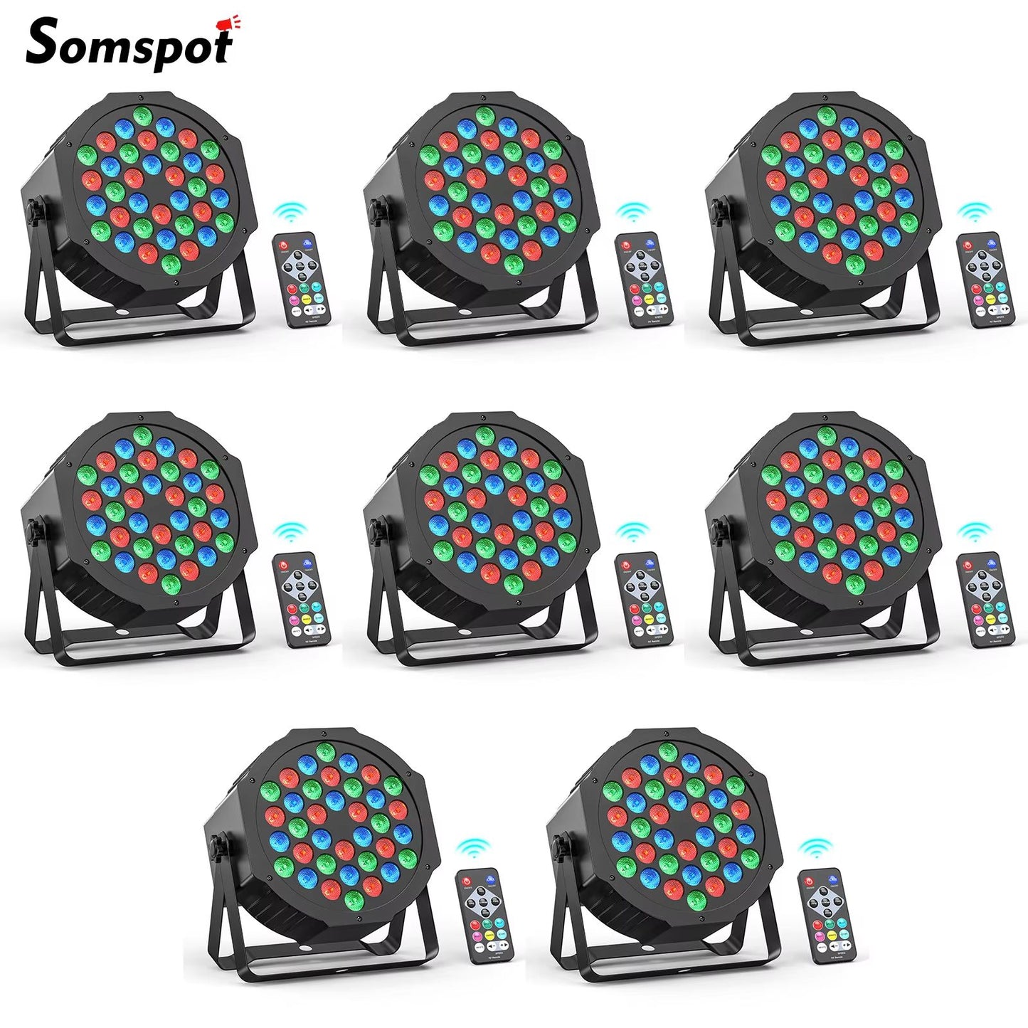 Somspot RGB Par Stage Lights – 36 LED DMX & Remote Control Lighting for Parties, Weddings & Live Events (4/8 Pack)