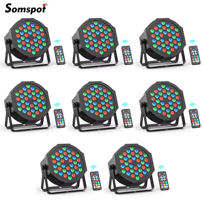 Somspot RGB Par Stage Lights – 36 LED DMX & Remote Control Lighting for Parties, Weddings & Live Events (4/8 Pack)
