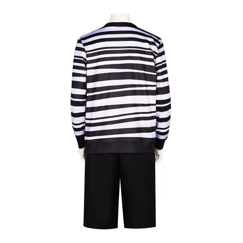 Movie Addams Family Pugsley Addams Cosplay Costume, Wednesday's Younger Brother Outfit with Tops & Pants for Halloween