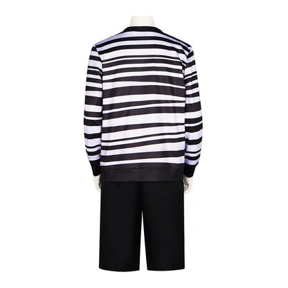 Movie Addams Family Pugsley Addams Cosplay Costume, Wednesday's Younger Brother Outfit with Tops & Pants for Halloween