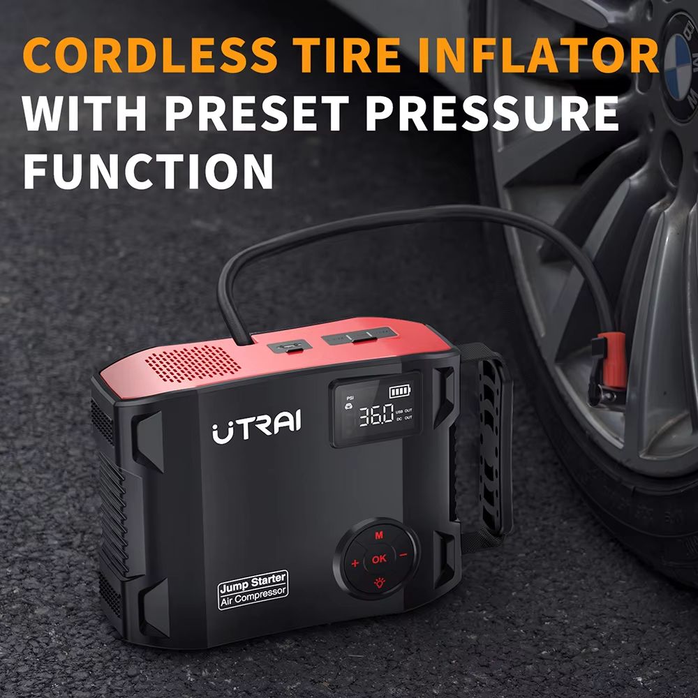 UTRAI 2000A Jump Starter With Air Compressor  4in1 Portable Car Booster Tire Inflator  Power Bank 1