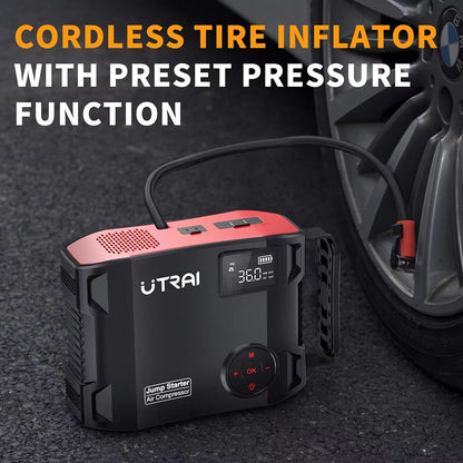 UTRAI 2000A Jump Starter With Air Compressor  4in1 Portable Car Booster Tire Inflator  Power Bank 1