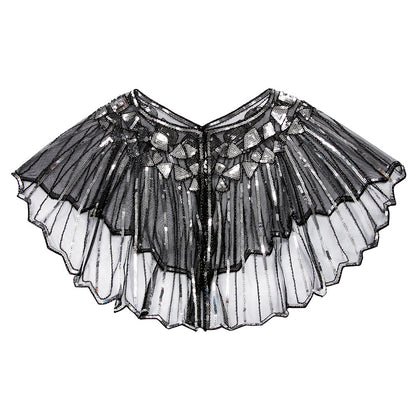 Retro Beaded Sequin Flapper Shawl Loose Decoration Outerwear Short Cape Evening Party Ladies Cloak  6
