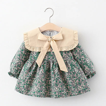 Girls Long Sleeved Printed Dress for Children Spring and Autumn Clothing, Children Princess Dress Baby Dress Soft