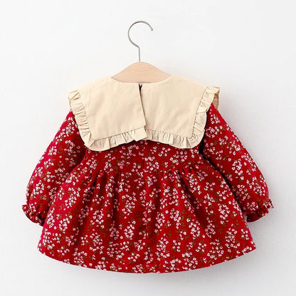 Girls Long Sleeved Printed Dress for Children Spring and Autumn Clothing, Children Princess Dress Baby Dress Soft