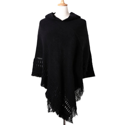 Stylish New Women Ladies Tassel Cape Coat Fringe Poncho Oblique Stripe Coat Bohemian Shawl Scarf Co 3