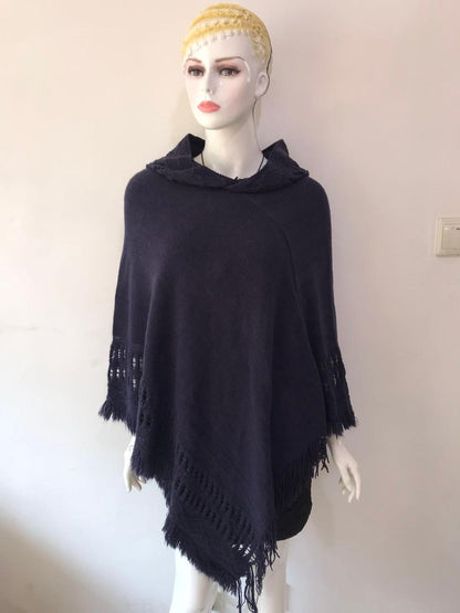 Stylish New Women Ladies Tassel Cape Coat Fringe Poncho Oblique Stripe Coat Bohemian Shawl Scarf Co 10