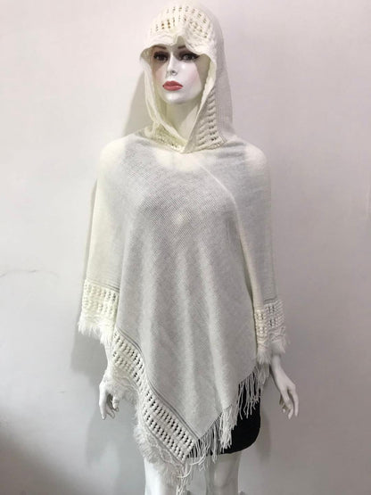 Stylish New Women Ladies Tassel Cape Coat Fringe Poncho Oblique Stripe Coat Bohemian Shawl Scarf Co 11