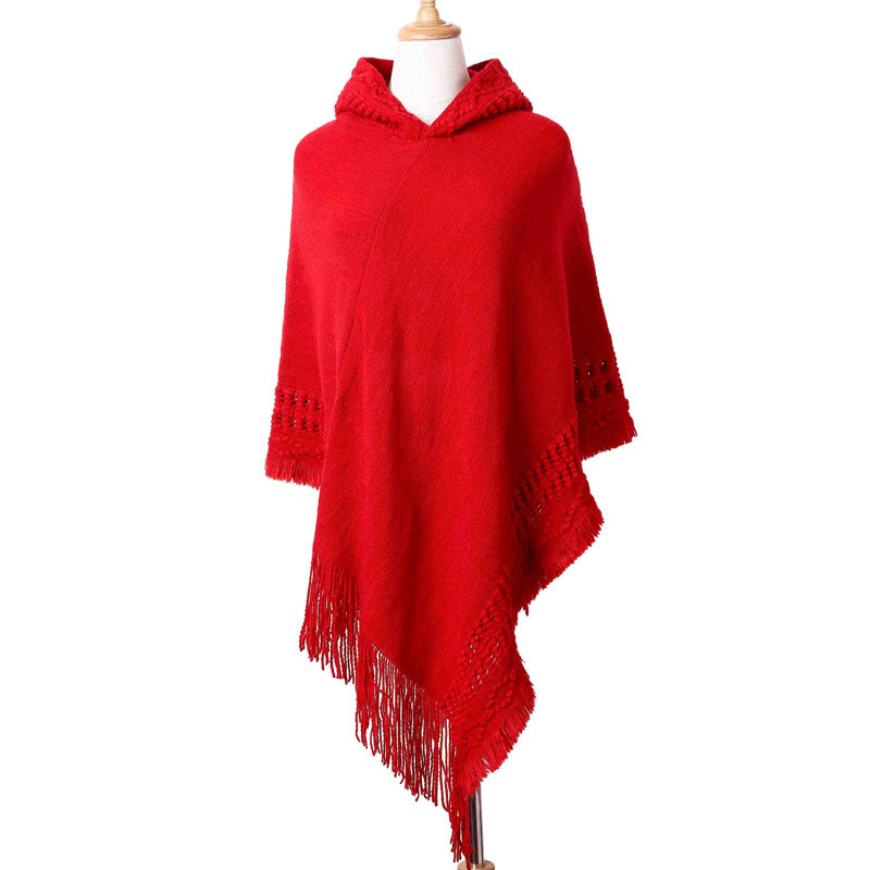 Stylish New Women Ladies Tassel Cape Coat Fringe Poncho Oblique Stripe Coat Bohemian Shawl Scarf Co 12