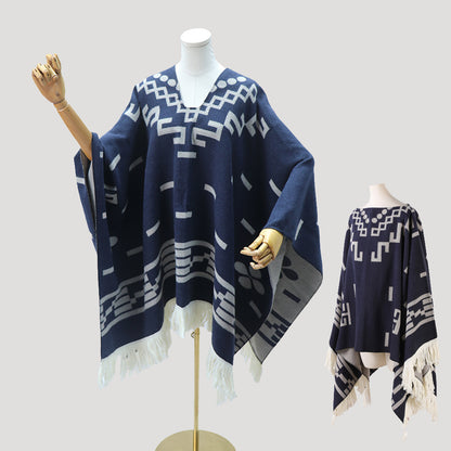 Unisex Cool Fashion Cowboy West Style Pullover Cape Soft Acrylic Cashmere Poncho Long Wrap Cloak Ov 11