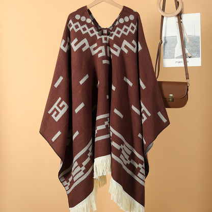 Unisex Cool Fashion Cowboy West Style Pullover Cape Soft Acrylic Cashmere Poncho Long Wrap Cloak Ov 17