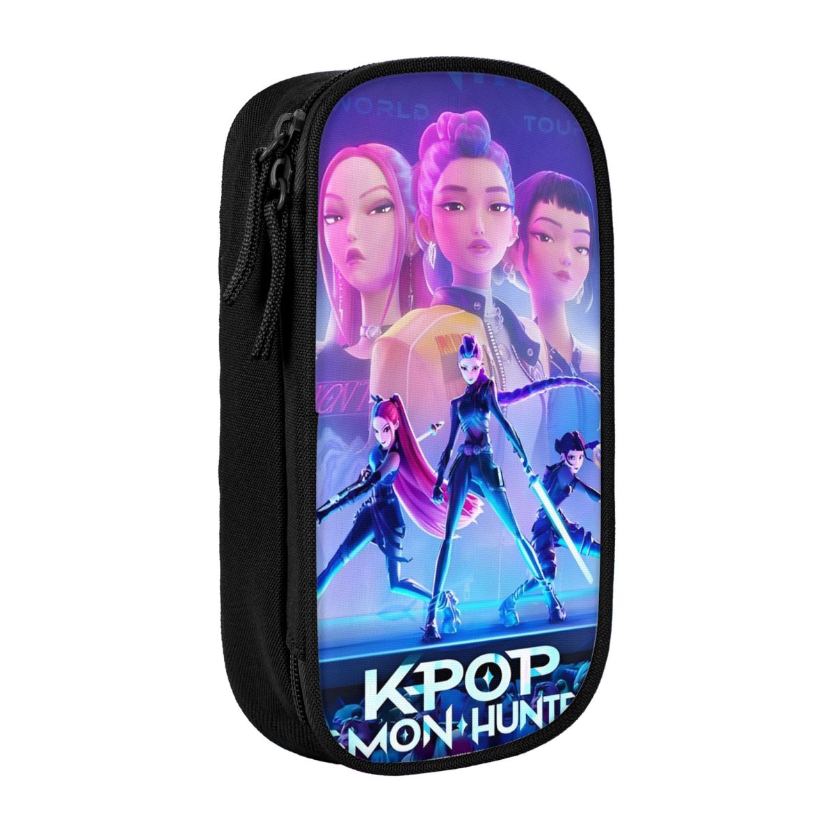 Kpop Demon Hunters Rumi & Jinu Pencil Case, Big Capacity Double Layer Fashion School Bag for Stationery Organizer