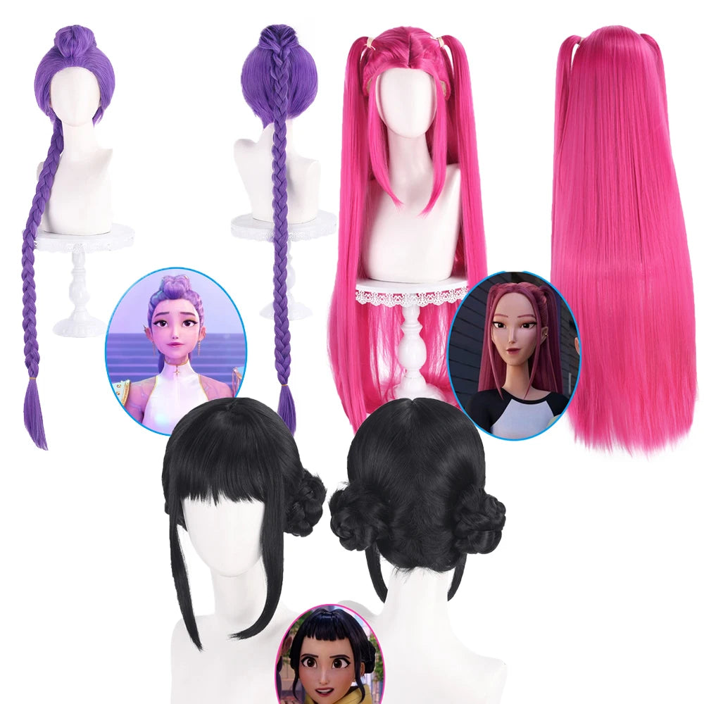 KPop Demon Hunters Cosplay Wigs Rumi Mira Zoey Character Wigs For Halloween AnimeCon  Costume Dress