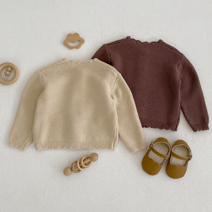 Baby Sweater Spring New Baby Clothing Children Round Neck Handmade Hooked Edge Knitted Sweater for 0-3 Year Girls Boys