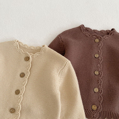 Baby Sweater Spring New Baby Clothing Children Round Neck Handmade Hooked Edge Knitted Sweater for 0-3 Year Girls Boys