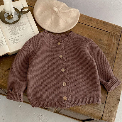 Baby Sweater Spring New Baby Clothing Children Round Neck Handmade Hooked Edge Knitted Sweater for 0-3 Year Girls Boys