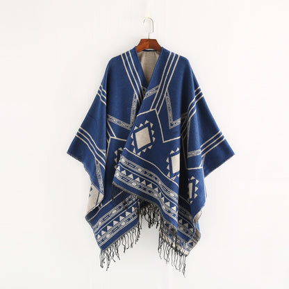 Elegant Indian Nepalese Style Geometric Tassel Split Women Shawl Warm Air Conditioning Room Lady Cl 3