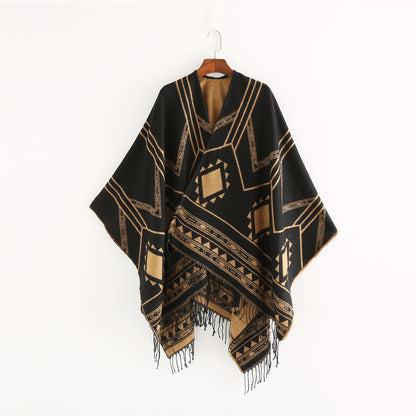 Elegant Indian Nepalese Style Geometric Tassel Split Women Shawl Warm Air Conditioning Room Lady Cl 4