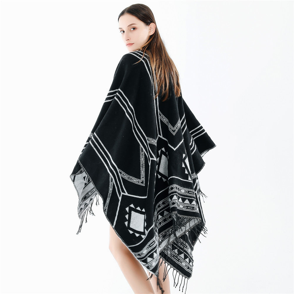 Elegant Indian Nepalese Style Geometric Tassel Split Women Shawl Warm Air Conditioning Room Lady Cl 5