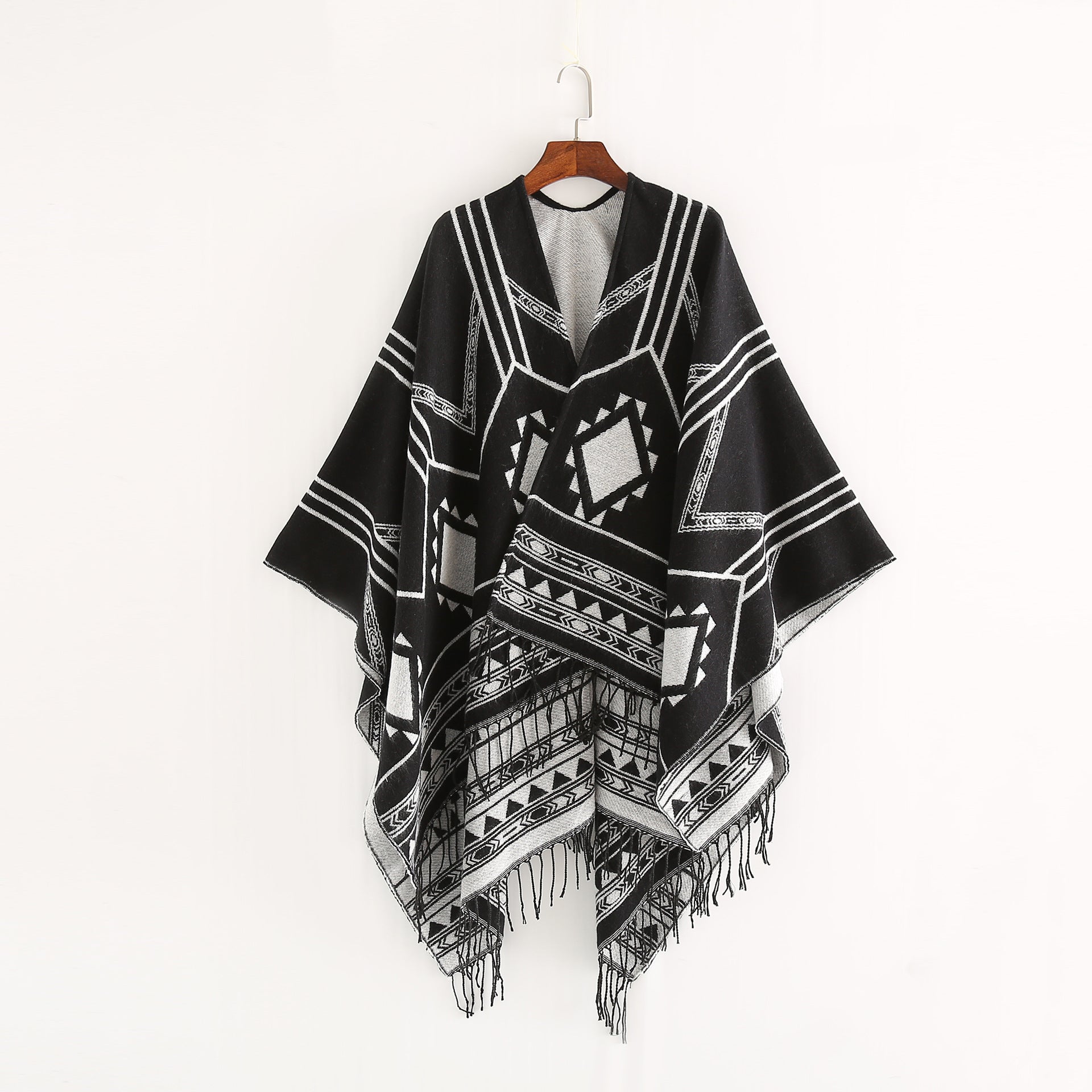 Elegant Indian Nepalese Style Geometric Tassel Split Women Shawl Warm Air Conditioning Room Lady Cl 7
