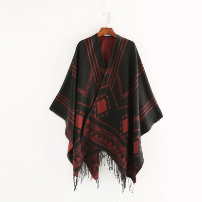 Elegant Indian Nepalese Style Geometric Tassel Split Women Shawl Warm Air Conditioning Room Lady Cl 8