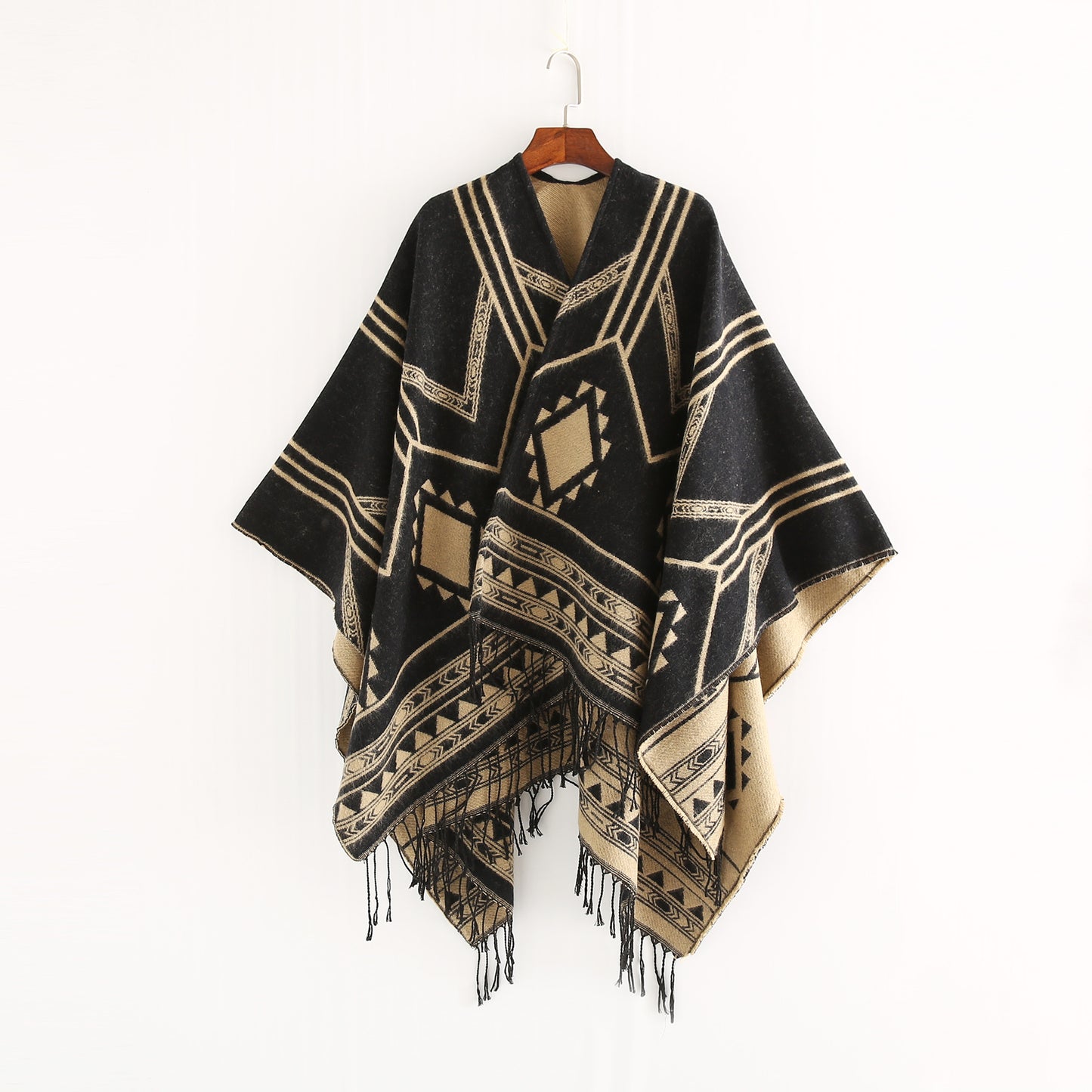 Elegant Indian Nepalese Style Geometric Tassel Split Women Shawl Warm Air Conditioning Room Lady Cl 10