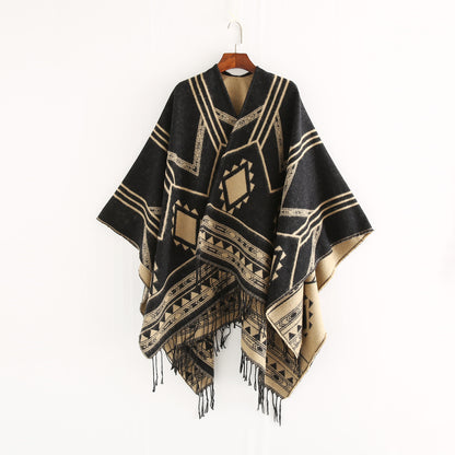 Elegant Indian Nepalese Style Geometric Tassel Split Women Shawl Warm Air Conditioning Room Lady Cl 10