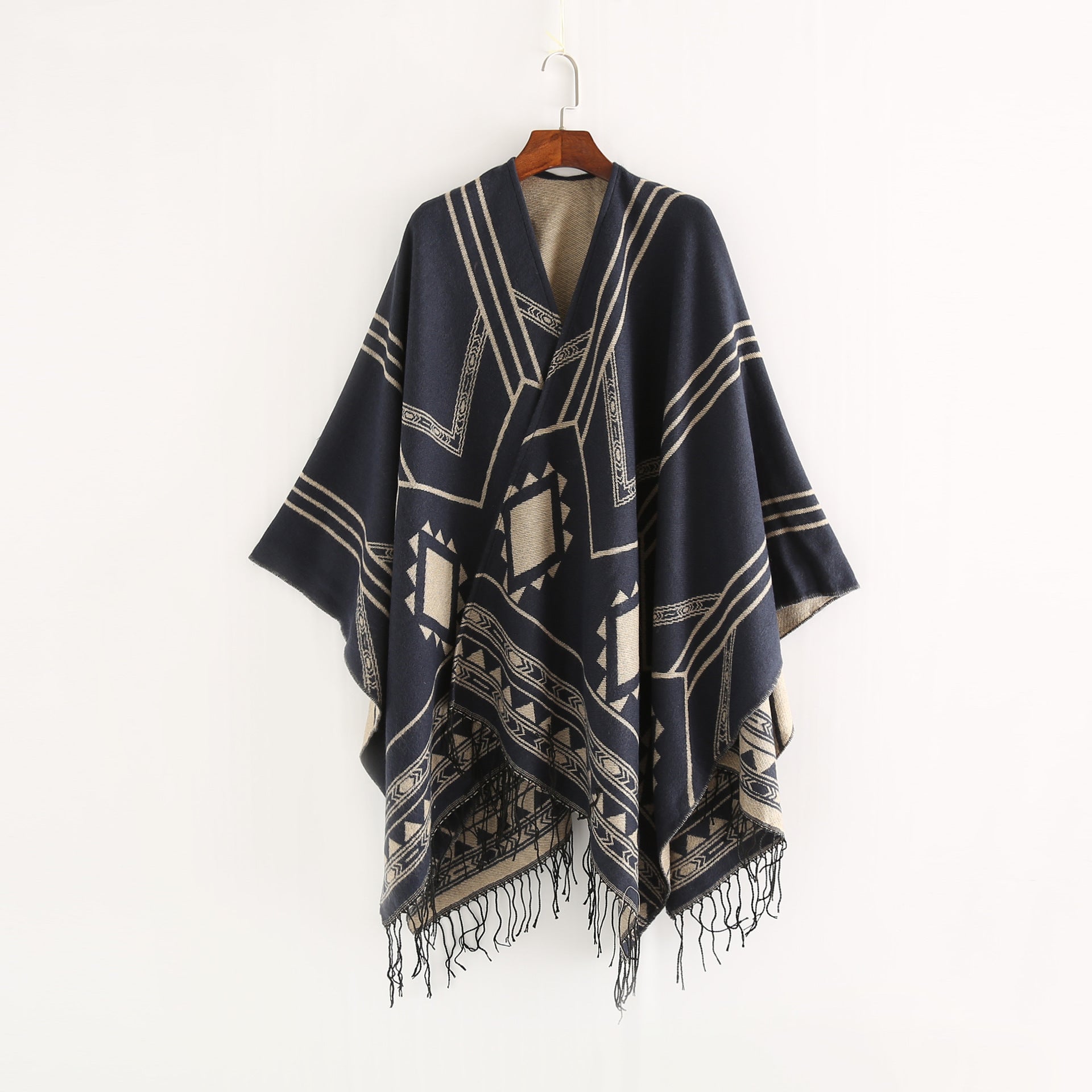 Elegant Indian Nepalese Style Geometric Tassel Split Women Shawl Warm Air Conditioning Room Lady Cl 11