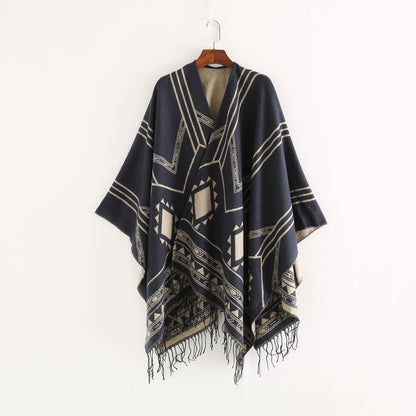 Elegant Indian Nepalese Style Geometric Tassel Split Women Shawl Warm Air Conditioning Room Lady Cl 11