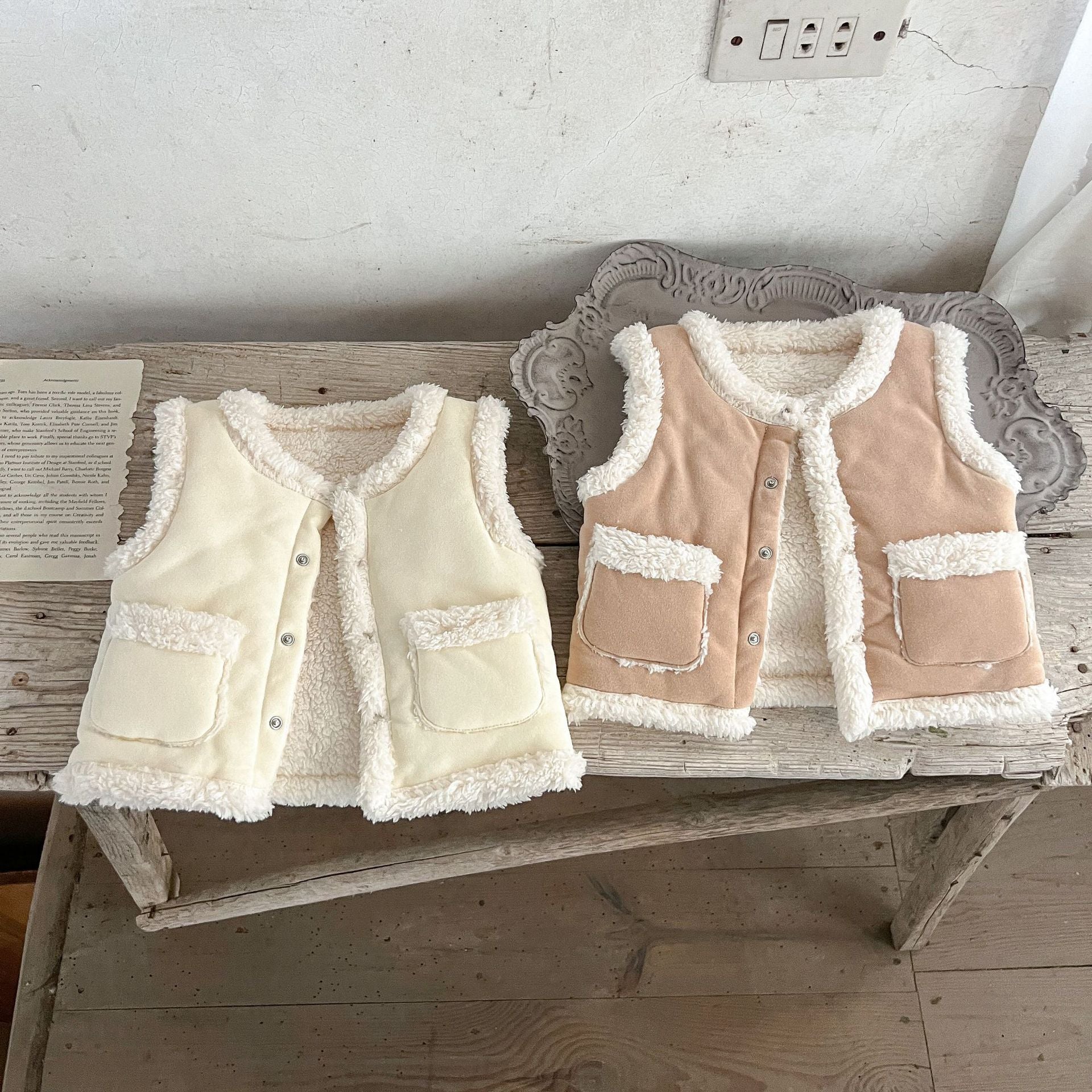 Baby Girl Autumn Winter Vest Warm Cotton Padded Thicken Sleeveless Coat Versatile Plus Velvet Infant Waistcoats