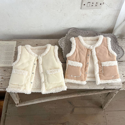 Baby Girl Autumn Winter Vest Warm Cotton Padded Thicken Sleeveless Coat Versatile Plus Velvet Infant Waistcoats