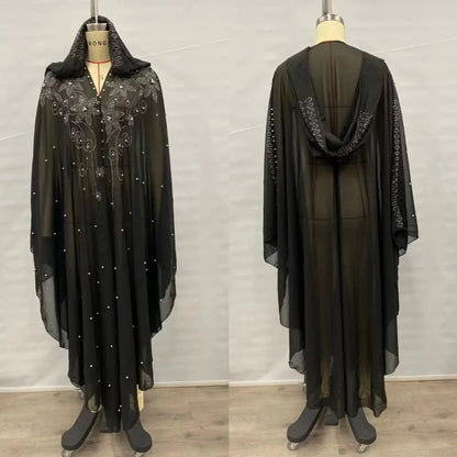Vintage Thin Hooded Cloak Women Clothing Cape Dress Fashion Ponchos Coats  Jackets With Bling Diamo 3