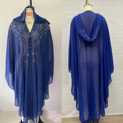 Vintage Thin Hooded Cloak Women Clothing Cape Dress Fashion Ponchos Coats  Jackets With Bling Diamo 4
